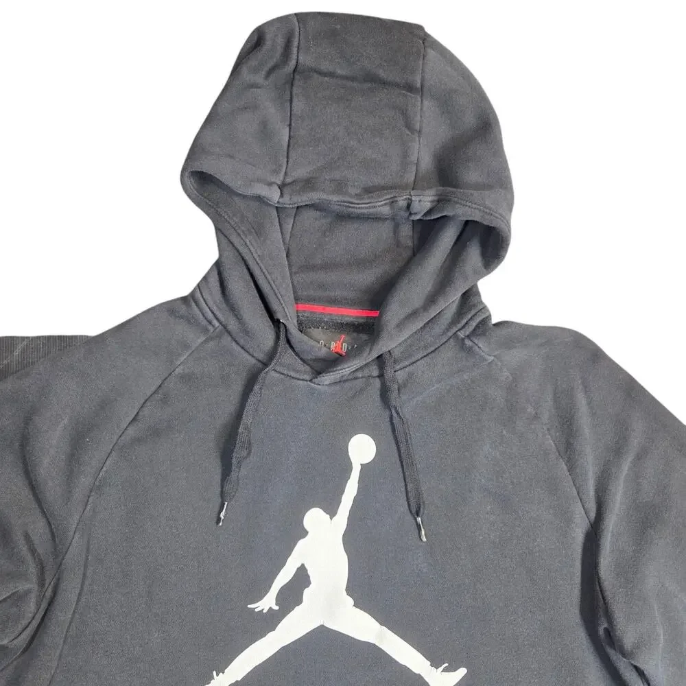 Jordan Jump Man Hoodie Mens Large Black Fleece Big Logo‎ Long Sleeve Pullover